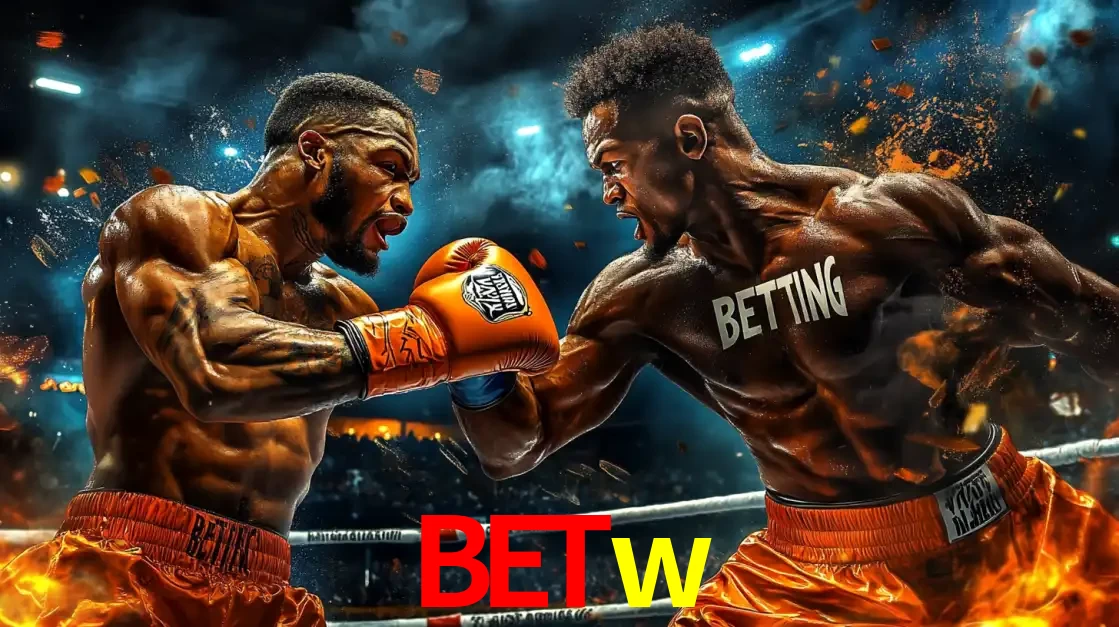 Dois boxeadores em uma luta intensa e explosiva, representando a adrenalina e as oportunidades de apostas em esportes de combate disponíveis na plataforma betw.