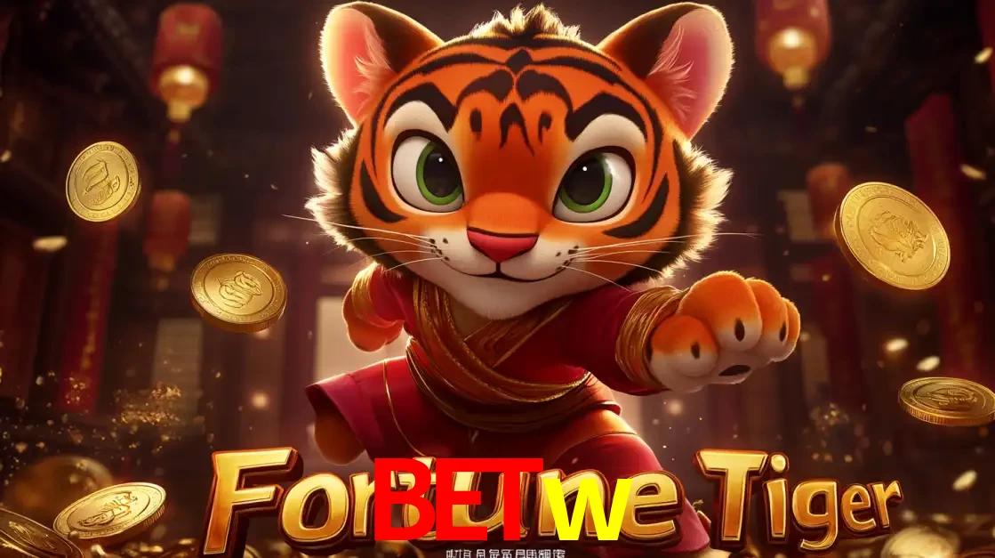 O carismático mascote do jogo de slot Fortune Tiger, um tigre fofo em pose de artes marciais, pronto para trazer sorte e multiplicadores de ganhos no cassino online betw.