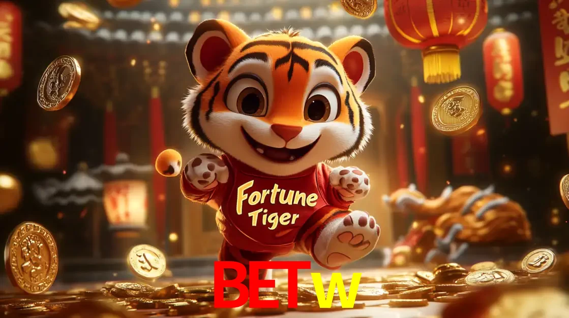 O alegre personagem do Fortune Tiger correndo sobre um caminho de moedas de ouro, simbolizando os grandes prêmios e a diversão do popular jogo de slot do betw.