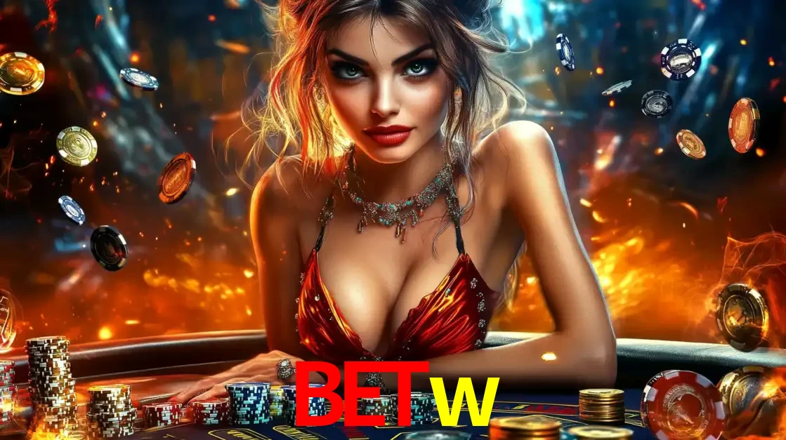 Mulher em uma mesa de cassino com pilhas de fichas e um fundo de fogo, pronta para uma rodada de altas apostas nos jogos de mesa emocionantes do cassino betw.